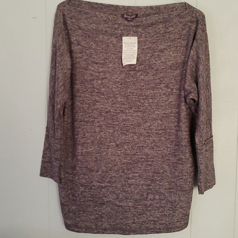 Plus size long sleeve boat neck blouse